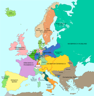 Lage des Königreichs der Vereinigten Niederlande in Europa (1818)
