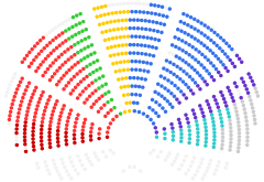 Image 5Political groups of the European Parliament in the Louise Weiss building after the election 2014:.mw-parser-output .legend{page-break-inside:avoid;break-inside:avoid-column}.mw-parser-output .legend-color{display:inline-block;min-width:1.25em;height:1.25em;line-height:1.25;margin:1px 0;text-align:center;border:1px solid black;background-color:transparent;color:black}.mw-parser-output .legend-text{}  Group of the European People's Party (EPP)  Progressive Alliance of Socialists and Democrats (S&D)  Group of the Alliance of Liberals and Democrats for Europe (ALDE)  European Greens–European Free Alliance (Greens/EFA)  European United Left–Nordic Green Left (GUE/NGL)  European Conservatives and Reformists (ECR)  Europe of Freedom and Democracy (EFD)  Non-Inscrits (NI) (from Politics of the European Union)