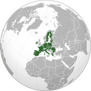 Un mapa mostrant la localització de la Unió Europea