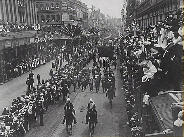 A parade in Sydney to celebrate the Federation of Australia in January 1901