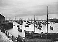 かつてのノルウェー、ヴァルドのエリッシフ・ランヴェイグ港に停泊中の漁船群の写真