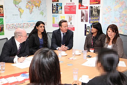 Prime Minister David Cameron accompanied by Foreign Office Minister Alistair Burt and Home Office Minister Lynne Featherstone visited the Forced Marriage Unit, 8 June 2012 to meet with campaigners Aneeta Prem, Jasvinder Sanghera and Diana Nammi to discuss the new legislation and the range of measures that will be introduced to increase support and protection for victims.