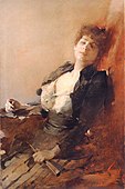 Franciszek Żmurko: Egy nő portréja legyezővel és cigarettával