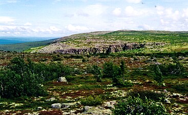 Fulufjället nära Njupeskärs vattenfall, som syns i mitten av bilden.