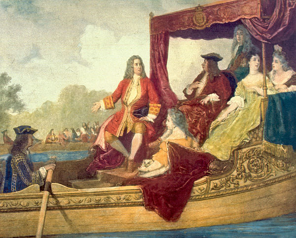 Handel (left) and King George I on the River Thames, 17 July 1717; painting by Edouard Hamman