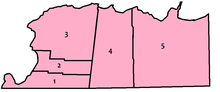 Map of Georgina's 5 wards Georgina, Ontario ward map 2018.png