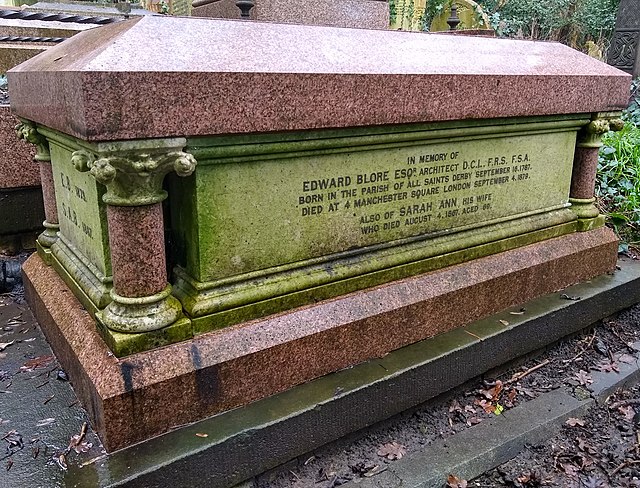 Grave of Edward Blore in Highgate Cemetery (west), north London