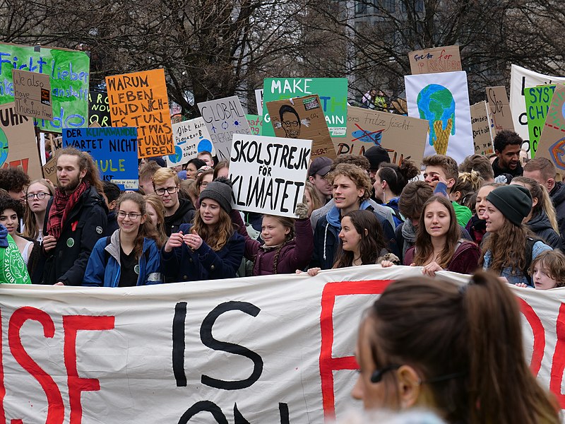 File:Greta Thunberg at the front banner of the FridaysForFuture demonstration Berlin 29-03-2019 03.jpg