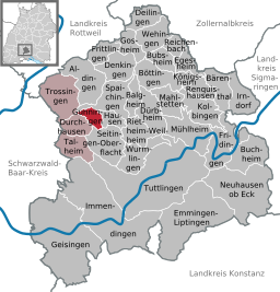 Läget för Gunningen i Landkreis Tuttlingen