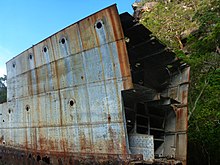 Part of the wreck of the former HMAS Parramatta in 2016 HMAS Parramatta Hawkesbury River 15.jpg