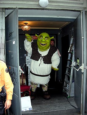 Cosplay de Shrek dans le parc Universal Studios Singapore.