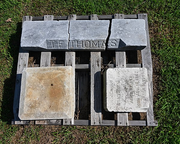 Retrieved headstones from Columbian Harmony Cemetery, seen in August 2021