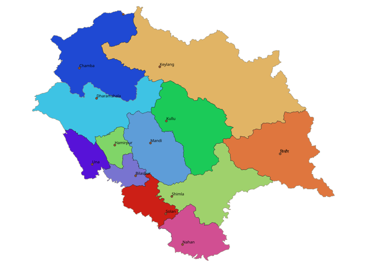 Map Of Shimla District Himachal Pradesh File:himachal Pradesh District Map.png - Wikimedia Commons