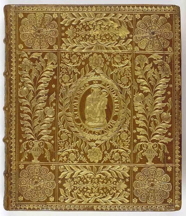 The cover of a 1698 edition of the Historia Augusta from Ettal Abbey, Germany