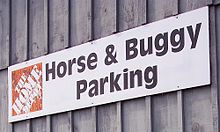 The Home Depot in Waterloo, Ontario, provides horse and buggy parking for customers from the nearby Mennonite community Home Depot - Waterloo, Ontario.jpg