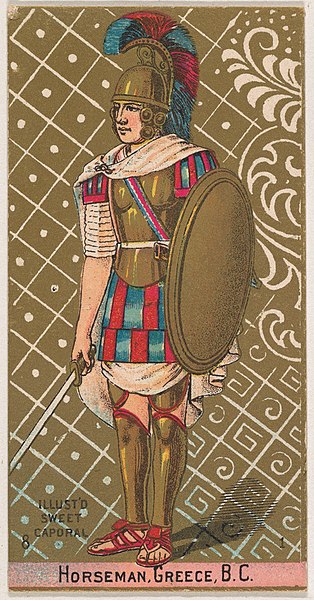 File:Horseman, Greece, B.C., from the Military Series (N224) issued by Kinney Tobacco Company to promote Sweet Caporal Cigarettes MET DPB874241.jpg