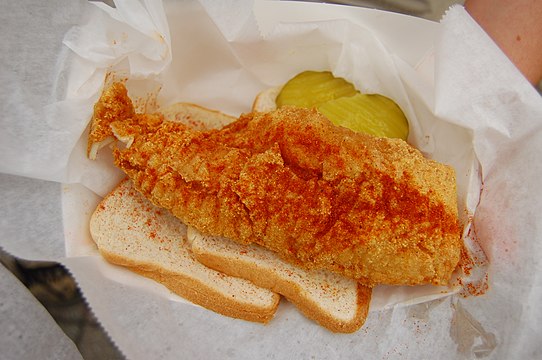 A hot fish sandwich from Bolton's Spicy Chicken & Fish at the Franklin Food & Spirits Festival in Franklin, Tennessee