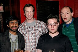 Human Giant's Aziz Ansari, Rob Huebel, Jason Woliner and Paul Scheer in May 2007 Human-giant.jpg