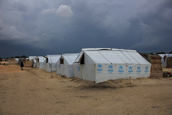 An internally displaced persons camp near the city sheltering people who are escaping harassment from Boko Haram