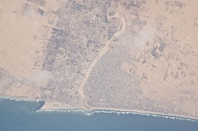 a view of the modern town from above (photo from ISS)
