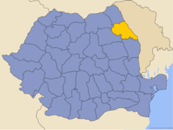 Administrative map of Romania with Iaşi county highlighted