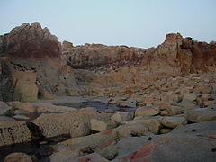 Éboulis des carrières sur l'Île Aganton