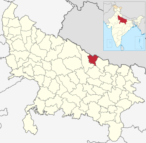 Location of Shravasti district in Uttar Pradesh