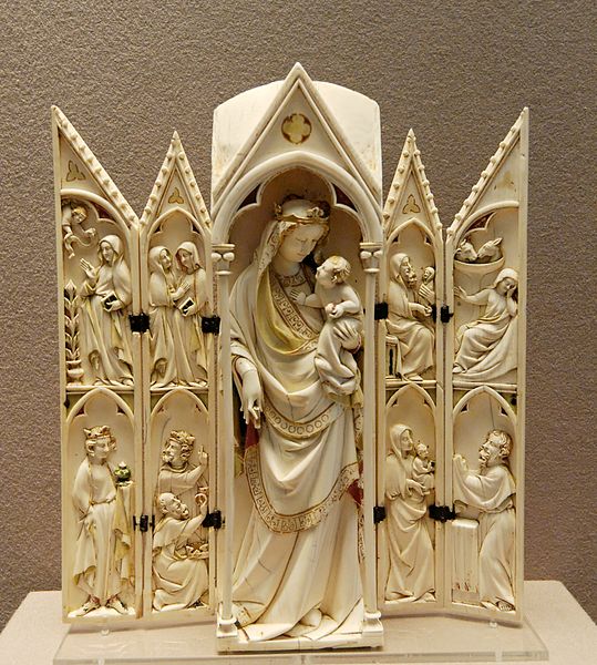 An ivory tabernacle featuring the Madonna of Caress, France