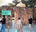 Bullet marks, visible on a preserved wall, at present day Jallianwala Bagh.