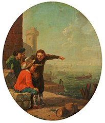 Four men at a seaport, c. 1754-1757