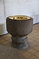 English: Baptismal font in Jystrup church, Denmark