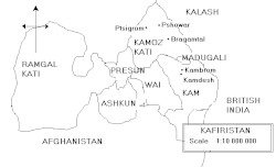 Map of Kafiristan prior to its conversion to Islam in 1890s