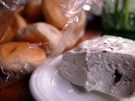 Kesong puti cheese. Moisture content can also vary, ranging from almost gelatinous to pressed and firm. It can be eaten as is, paired with bread (usually pandesal), or used in various dishes in Filipino cuisine