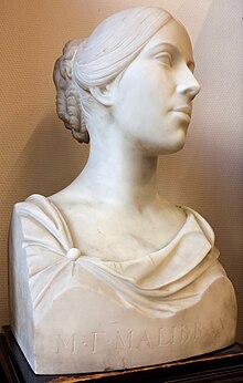 Bust of M. F. Malibran, signed "F. Giungi in Bologna anno 1834" (Royal Conservatory of Brussels, Surveillance Committee room) La Malibran, Conservatoire royal de Bruxelles.jpg