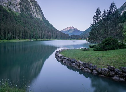 Lac de Montriond in commune of Montriond, Haute-Savoie, France