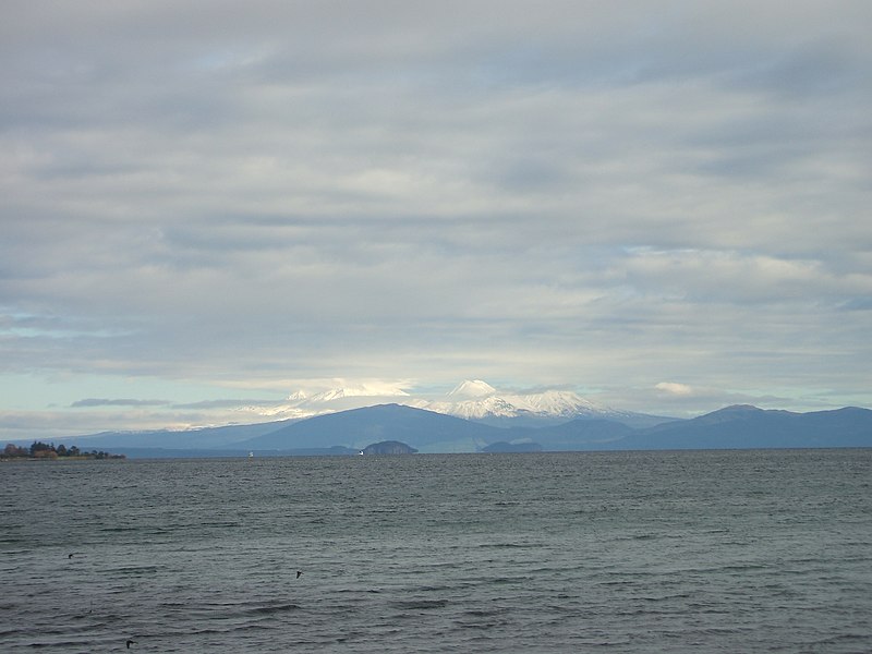 File:Lake Taupo and three mountains.jpg