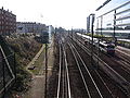 English: The Paris-Saint-Lazare - Le Havre railway, at the western end of the station of La Garenne-Colombes, in Hauts-de-Seine, France. Français : La ligne Paris-Saint-Lazare - Le Havre, à l'extrémité occidentale de la gare de La Garenne-Colombes, dans les Hauts-de-Seine, France.