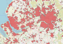 Map of built up areas around Liverpool and Manchester LiverpoolManchesterMegalopolis2011.png