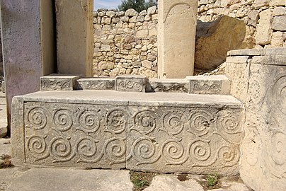 Spiralen op een steen in de tempel van Tarxien