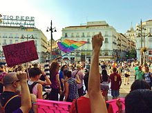 Critical Pride 2015 (Orgullo Critico 2015) arriving at Puerta del Sol in Madrid, Spain Manifestacion Orgullo Critico 2015.JPG