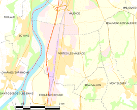 Mapa obce Portes-lès-Valence