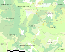 Mapa obce Pradelle