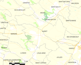 Mapa obce Aubiet