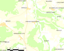 Mapa obce Lanques-sur-Rognon