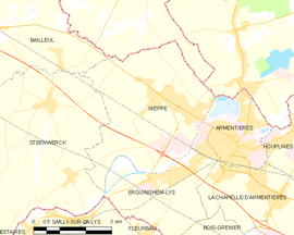 Mapa obce Nieppe