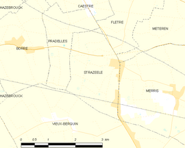 Mapa obce Strazeele