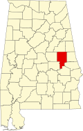 Kart over Alabama som fremhever Tallapoosa County.svg