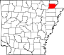 Harta statului Arkansas indicând comitatul Greene