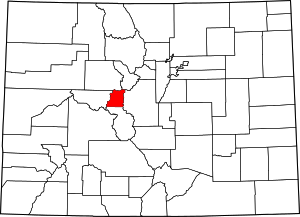 Map of Colorado highlighting Lake County