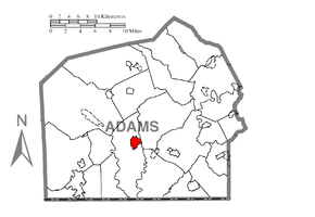 Map of Gettysburg, Adams County, Pennsylvania Highlighted.png